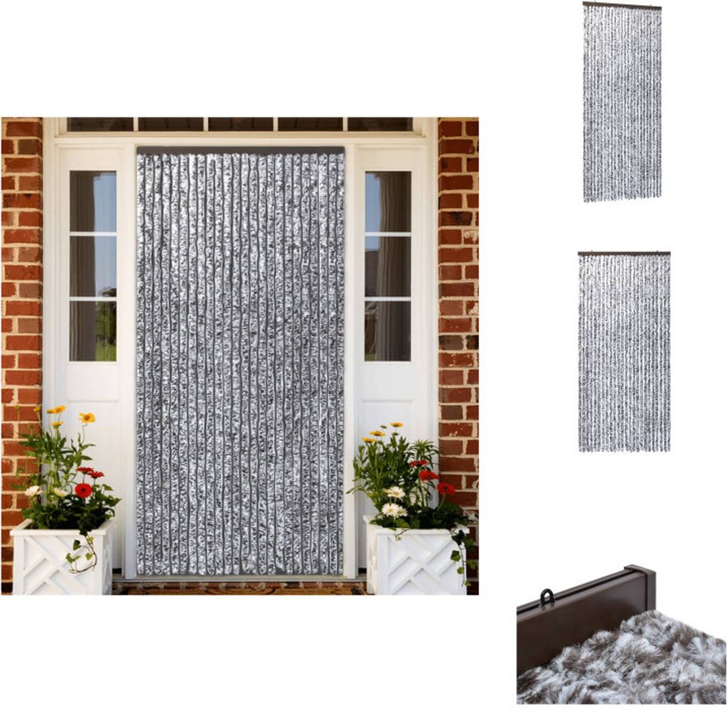 vidaXL Insektenschutz-Vorhang Braun und Beige 100x220 cm Chenille - Fliegengitter