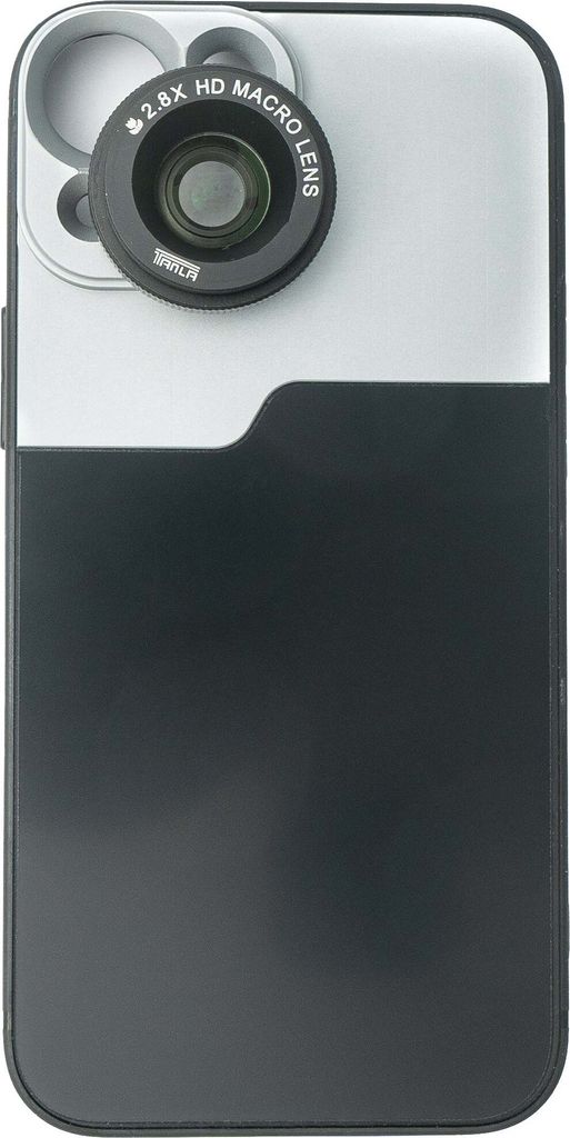 SYSTEM-S Makro Linse 2.8x HD Filter mit Hülle in Schwarz für iPhone 13 Mini