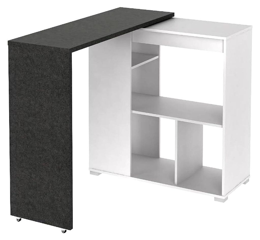 Drehbarer Bartisch mit Stauraum - Weiß und Beton-Effekt