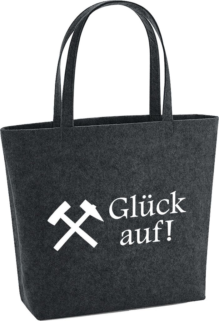 Huuraa Filzshopper Glück auf! Ruhrpott 22 Liter Charcoal Melange Filztasche Geschenkidee