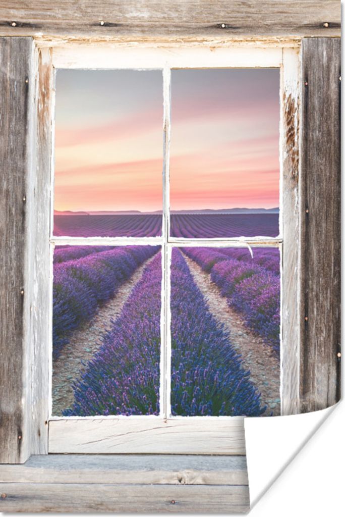 MuchoWow Poster Durchsichtig - Lavendel - Holz 40x60 cm - Plakate für die Wand - Poster Babyzimmer