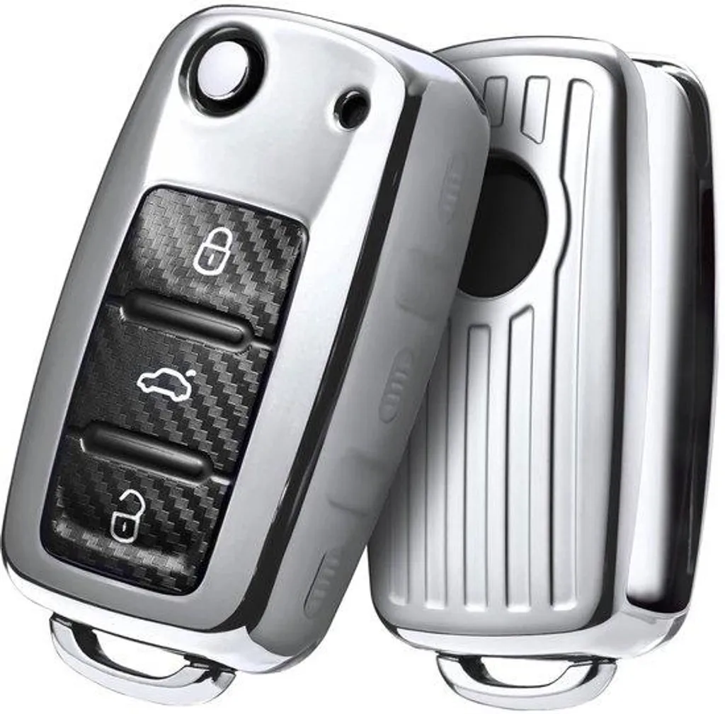 Porte-clés voiture VW en métal argenté - Finition premium haute qualité