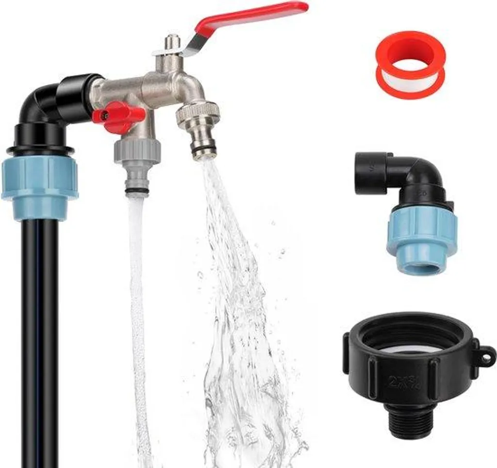 Robinet col de cygne pour cuve 1000L IBC S60x6 laiton et douille 3/4"