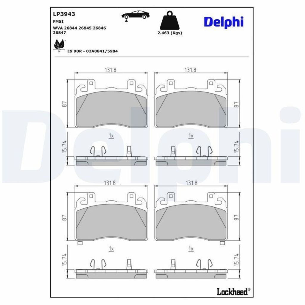 DELPHI Bremsbeläge Satz Vorne Bremsklötze für ALFA ROMEO Tonale (965) LP3943