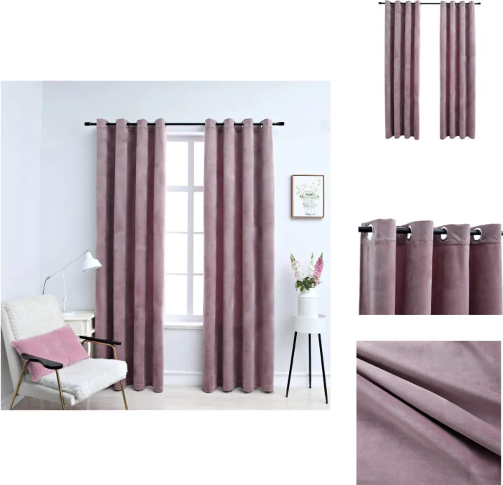 Rideaux en Velours Rose Antique Occultants 140x225 cm avec Œillets vidaXL