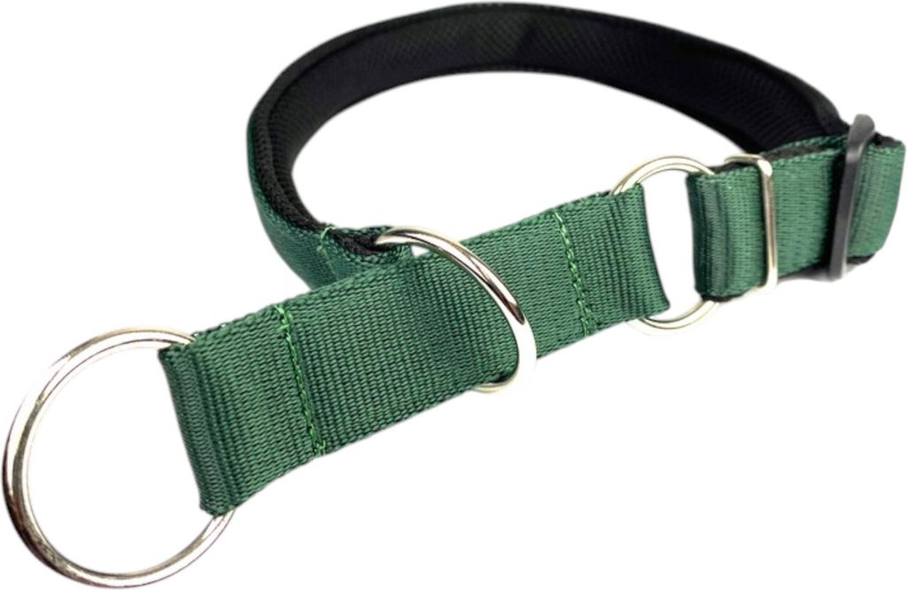 Hundehalsband Zugstopphalsband 20 mm Dunkelgrün Anti-Zug-Halsband Verstellbar Gepolstert Weiches Nylon