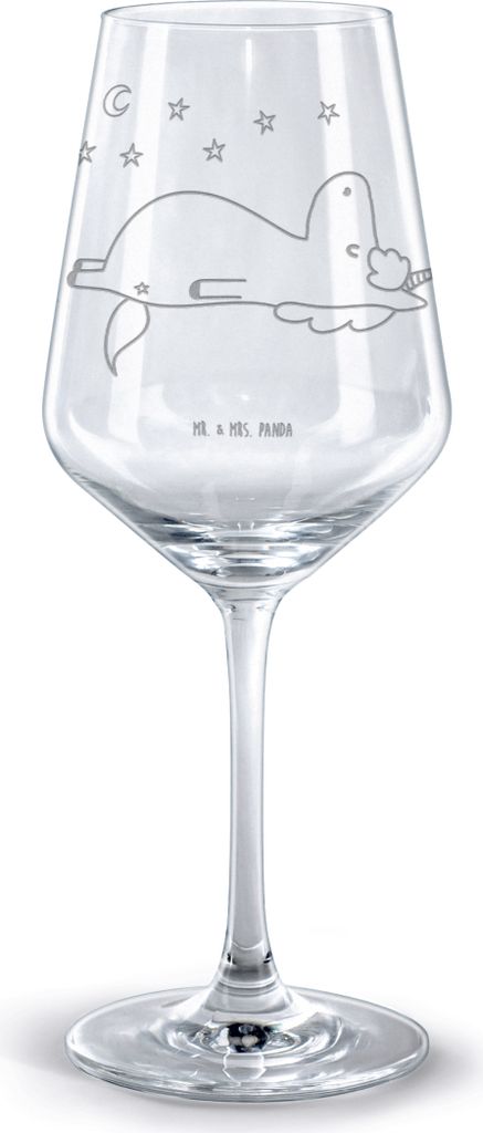 Mr. & Mrs. Panda Rotweinglas mit Gravur Einhorn Sternenhimmel - Transparent - Geschenk, Unicorn, Verrückt, glas für rotwein, graviertes Weinglas,...