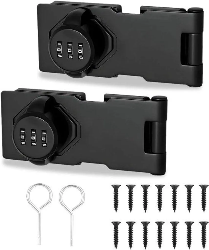 Serrure pour boîte aux lettres et coffre à code - Noir - Pack de 2 sécurisé