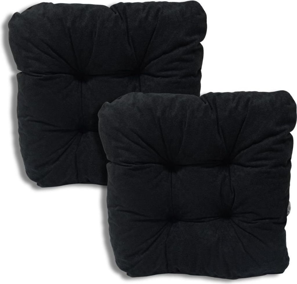 2er-Set Gepolsterte Stuhlkissen Schwarz 38x38x8 cm - 0001 Produktbild 