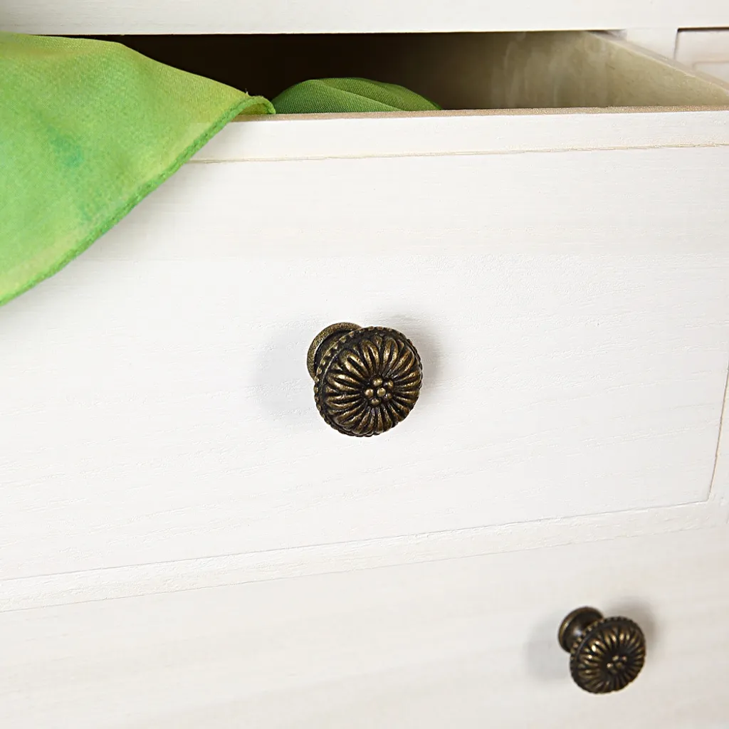 Commode Mucola Shabby Chic Blanc en Bois avec Étagère et Sideboard