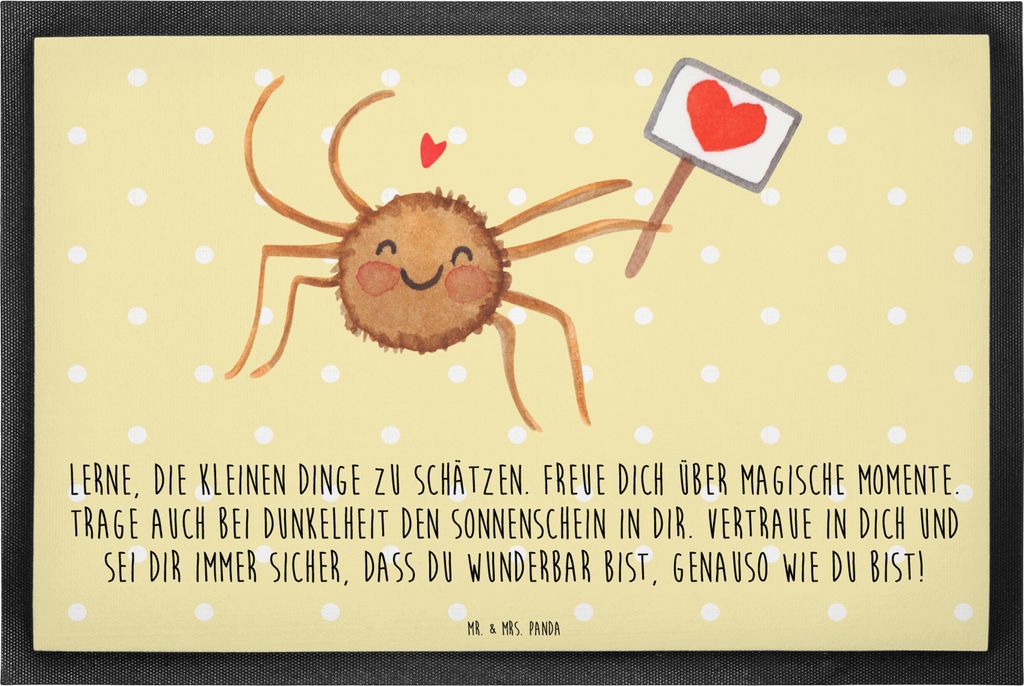 Mr. & Mrs. Panda Bodenvorleger Spinne Agathe Motivation 40 x 60 cm - Gelb Pastell - Geschenk, Dankeschön, Vertrauen, Schmutzfänger, Fussmatte, Li...