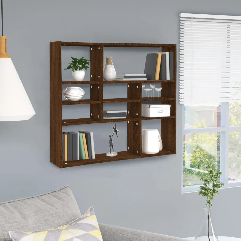 Étagère Murale 90x78 cm Chêne Marron - Structure Bois Composite Robuste - 2