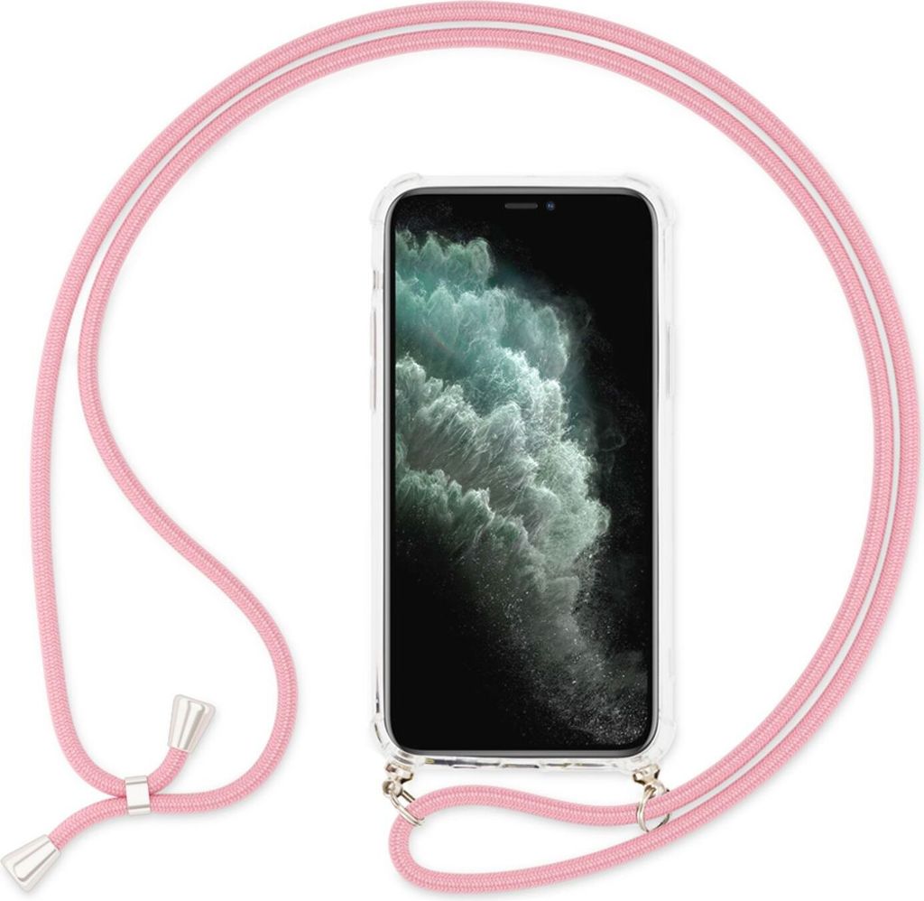 NALIA Handy Hülle mit Kette für iPhone 11, Necklace Case Etui mit Umhänge-Band Pink