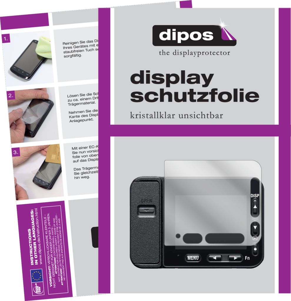 2x Schutzfolie für Sony DSC-RX0 II klar Displayschutzfolie Folie Display Schutz dipos