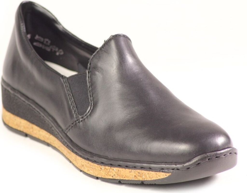 Rieker Slipper Schwarz Glattleder Größe: 40 Normal