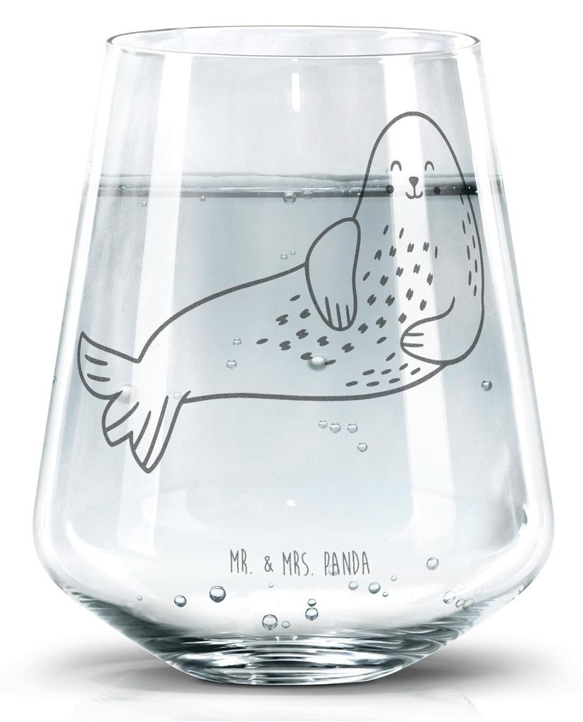 Mr. & Mrs. Panda Glas Robbe Lachen - Transparent - Geschenk, Lustige Sprüche, Nordsee, Ostsee, Strand, Seehund, getränkebecher, Becherglas, Trink...