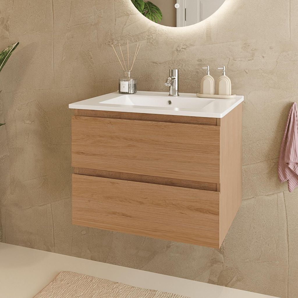 LOMAZOO MARENZA Helleiche – Weißes Waschbecken – 60 cm Produktbild 