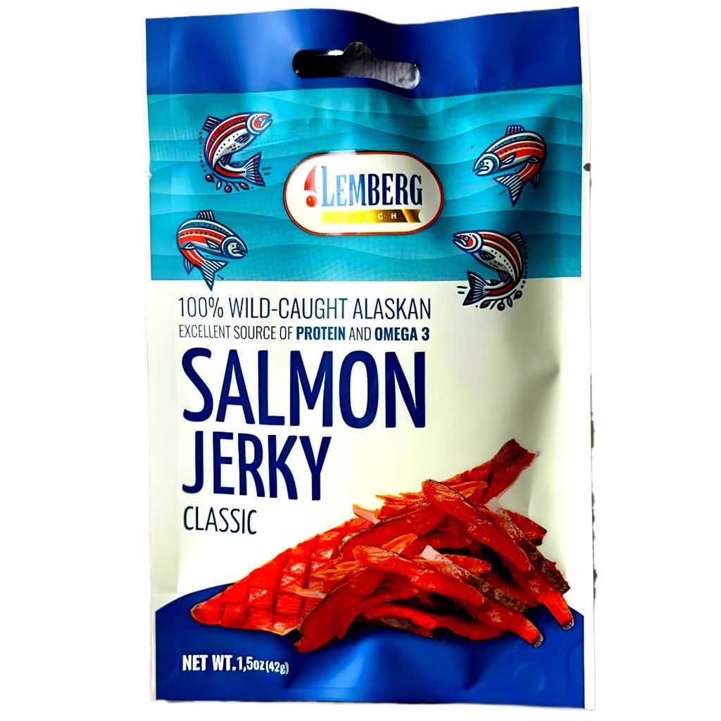 Lemberg Lachsfilet Jerky Klassik getrocknet 42g Produktbild 