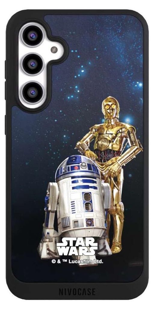 NIVOCASE Handyhülle für Samsung Galaxy S23 FE Hülle NIVOpure Case Schwarz Star Wars Weltall R2D2