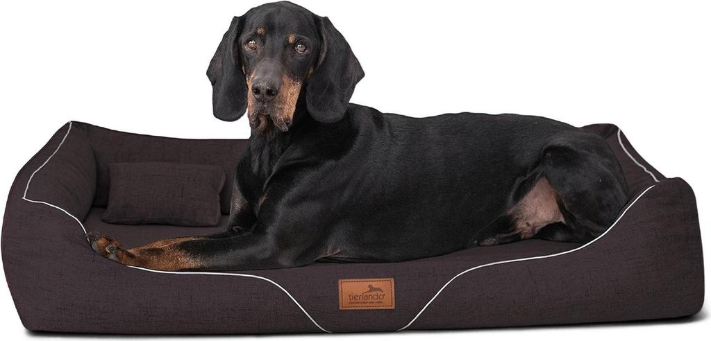 tierlando Orthopädisches Hundebett WILLIAM Couture | Bequemes Hundesofa - Größe: 110x85cm | Farbe: 01 Braun