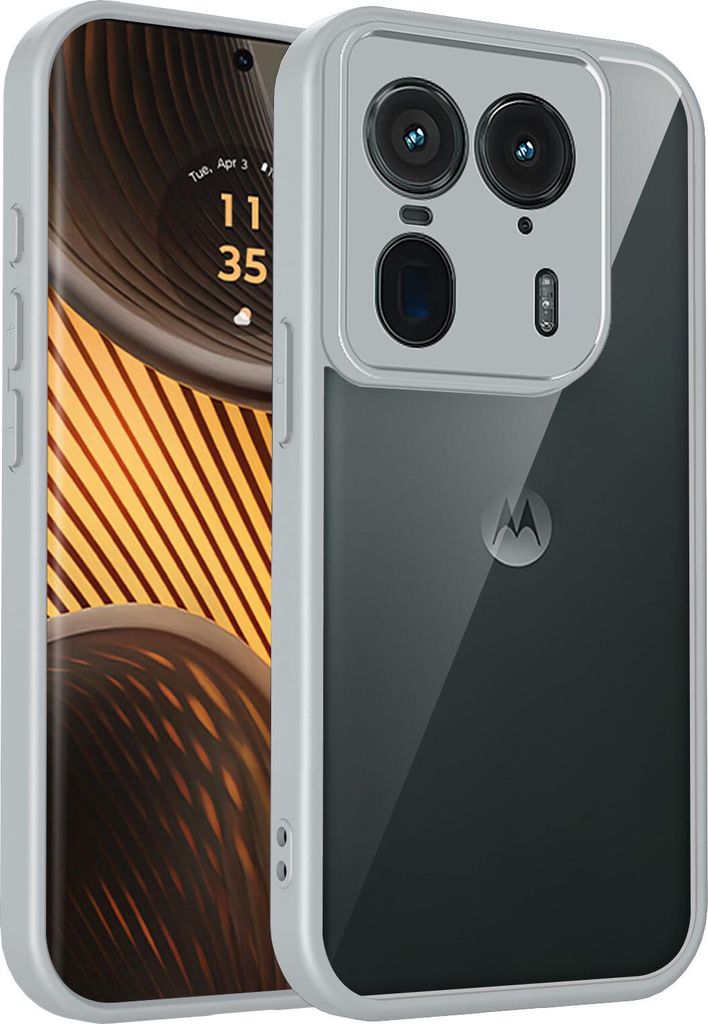 Hülle für Motorola Edge 50 Ultra Transparente Rückseite TPU Bumper Stoßfest Handyhülle Grau
