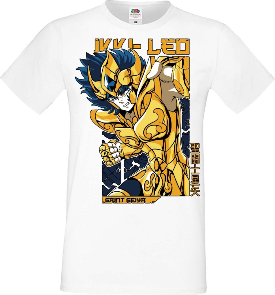 Herren T-Shirt Manga Anime Saint Anime Seiya Leo Aiolia 01 Leo, Man M / Weiß