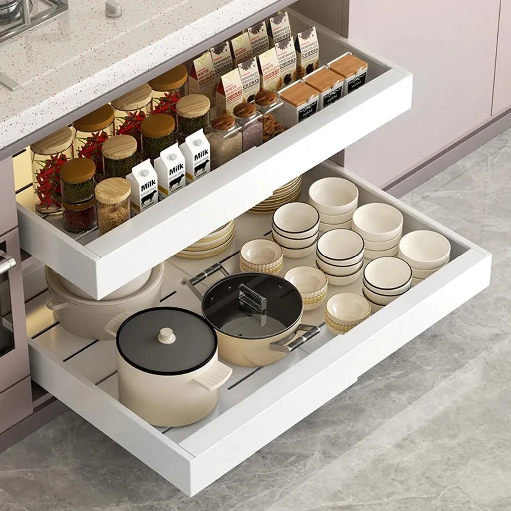 Rangement coulissant pour placard de salle de bains et cuisine blanc