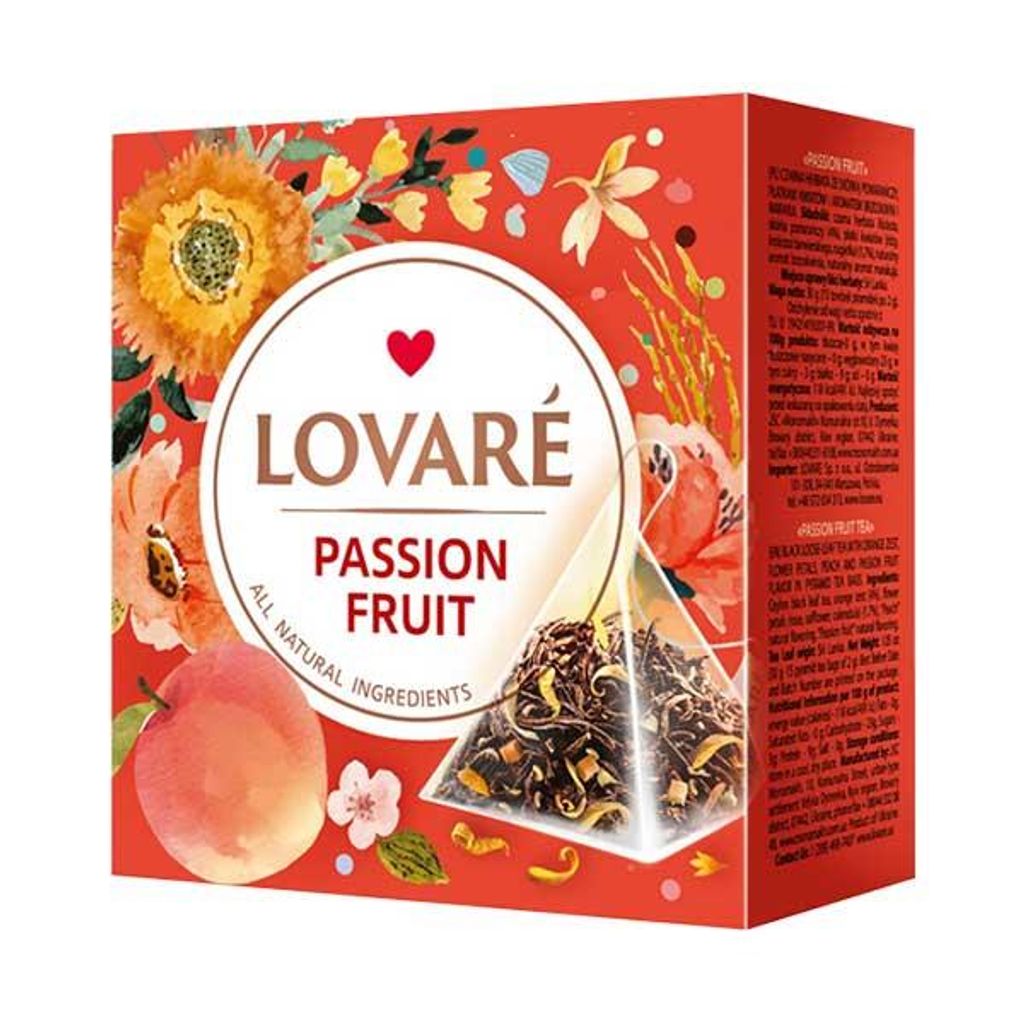 LOVARÉ Passion Fruit 30 g (15 bustine piramidali, tè nero) Immagine del prodotto 