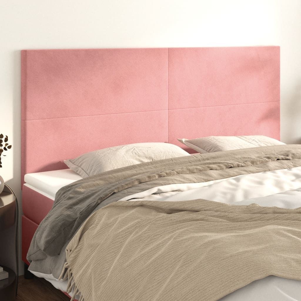 The Living Store Kopfteile 4 Stk. Rosa 80x5x78/88 cm Samt
