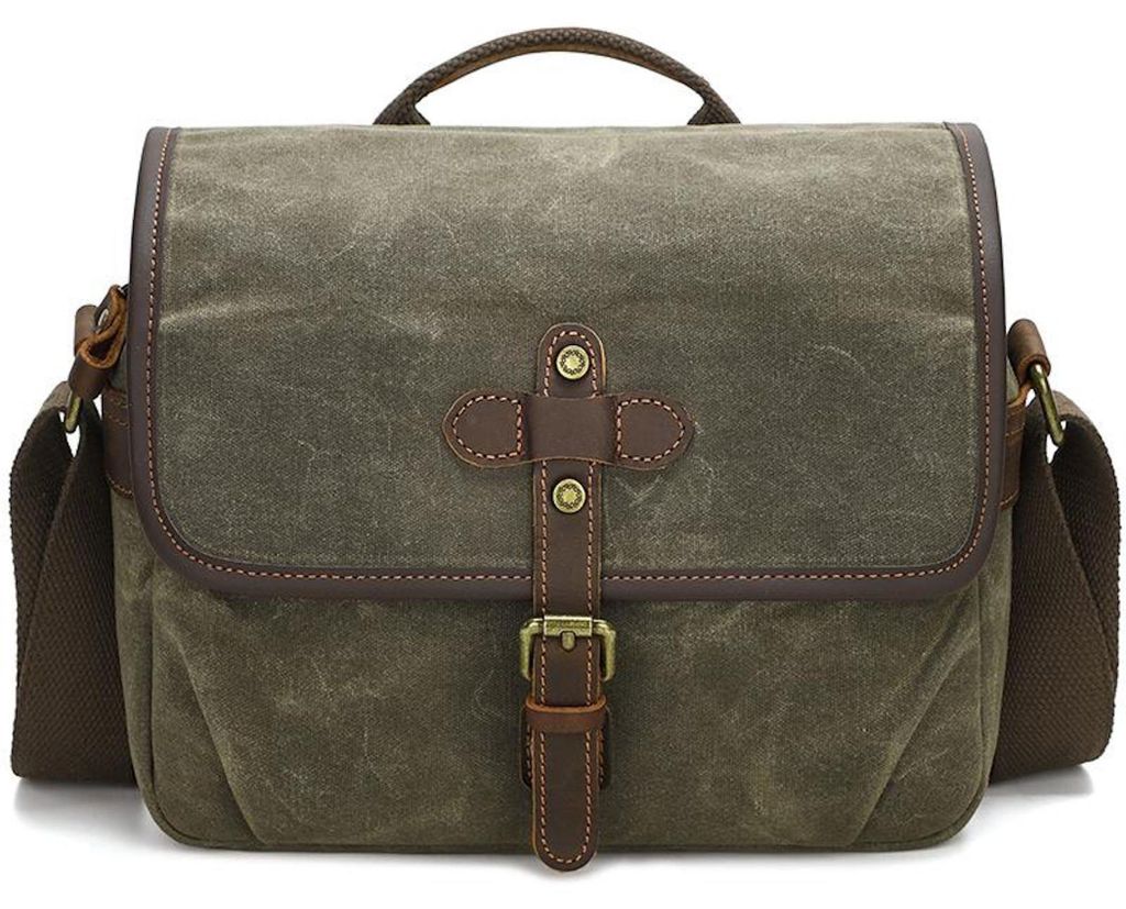 Canvas Kamera Tasche Messenger mit Trennfächern Größe L Grün