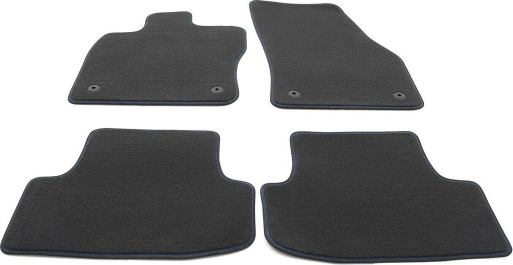 Fußmatten passend für Skoda Karoq ab 2017 Premiummatten Autoteppich Tuning Style 4x Velours, Ziernaht Blau