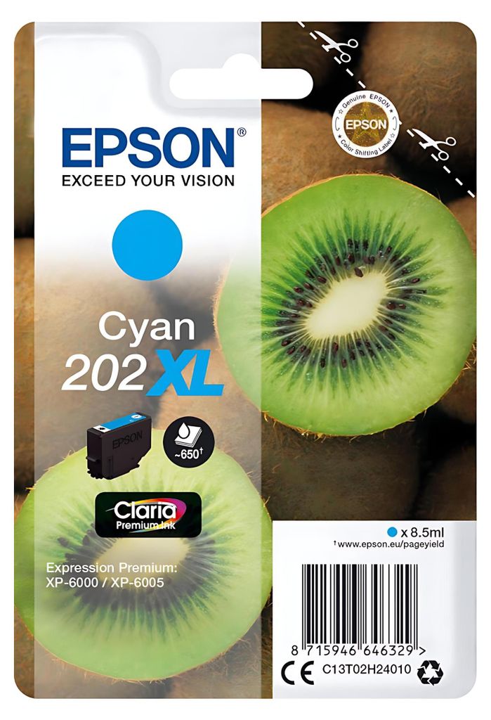 Epson Tintenpatrone cyan Claria Premium 202 XL     T 02H2 Produktbild 