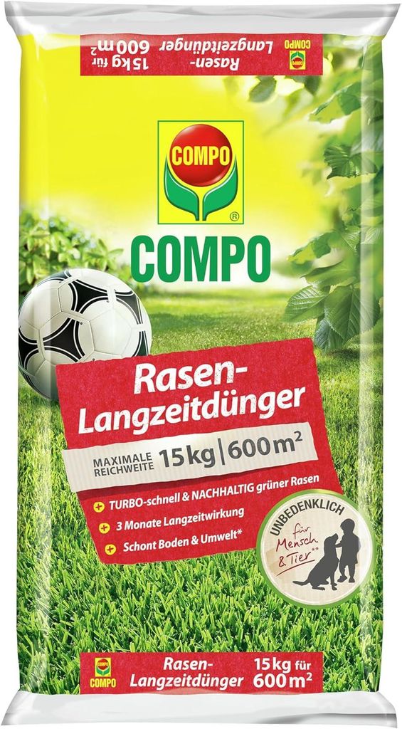 COMPO Rasen-Langzeitdünger 15 kg für 600 m² Rasendünger Produktbild 