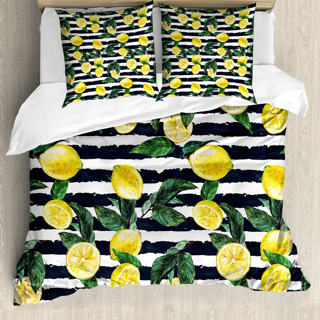 Set Copripiumino Matrimoniale ABAKUHAUS Agrumi Giallo Antiacaro