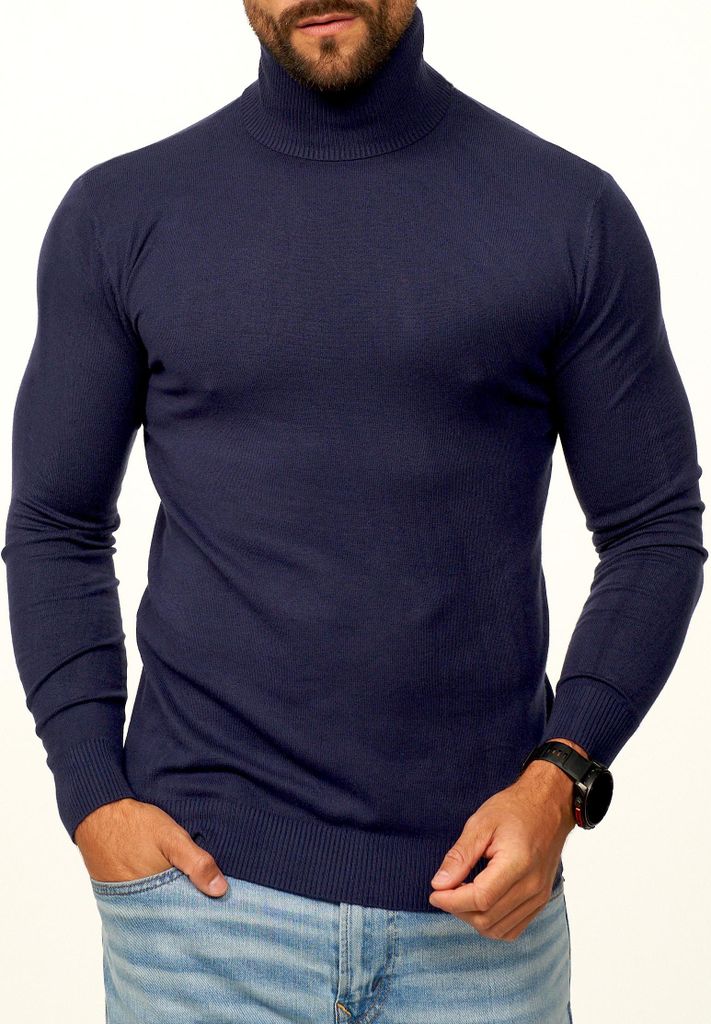 DAILY Baumwolle Herren Rollkragenpullover als Feinstrick Pulli in Slim Fit für Herren Männer Winterpullover - Casual & Business Look Rolli