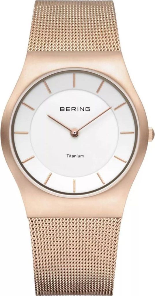 Bering Damen Uhr Armbanduhr Titan Slim Classic - 11935-366 Meshband