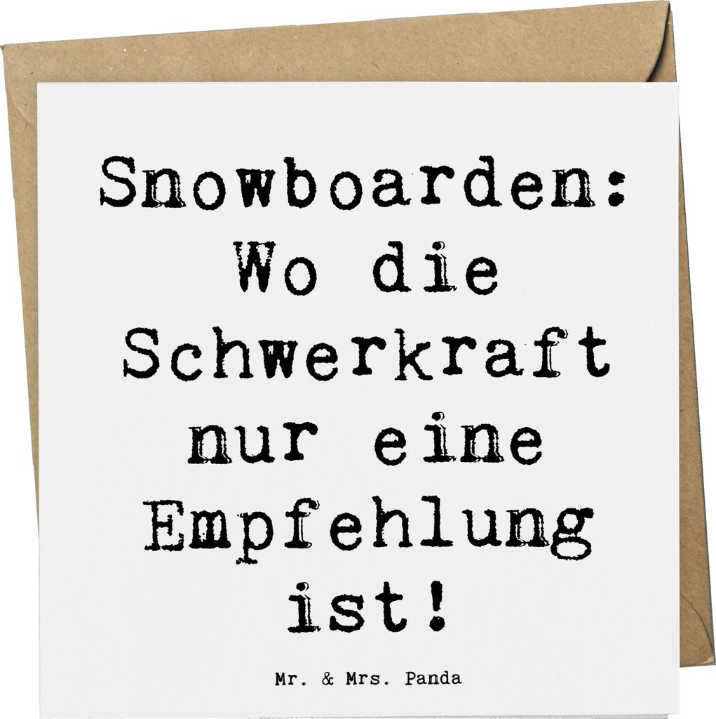 Mr. & Mrs. Panda Grußkarte Spruch Snowboarden Freiheit - Weiß - Geschenk, Winterlandschaft, Sportler Geschenke, Teamsport, Klappkarte, Glückwuns...