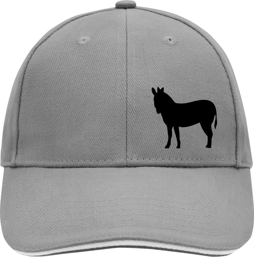 Huuraa Cappy Mütze Esel Silhouette Dark Grey/White Baumwolle 6-Panel Kappe Geschenkidee
