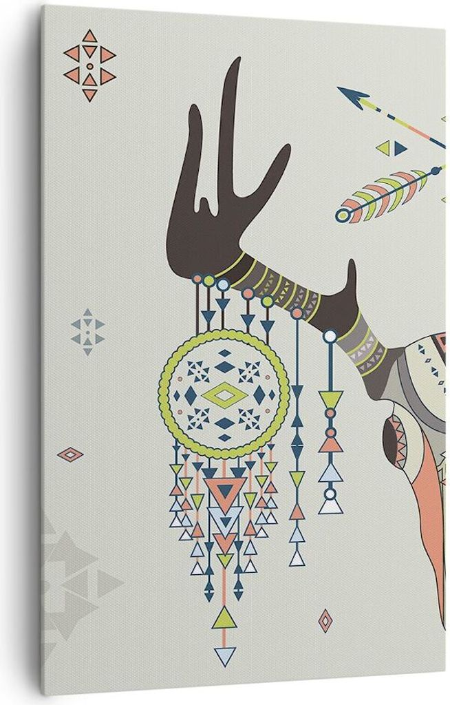 Bild auf Leinwand - Leinwandbild - Einteilig - Hirsch Mandala Spiritualität wild - 80x120cm - Wand Bild - Wandbilder - Leinwanddruck - Wanddekorat...