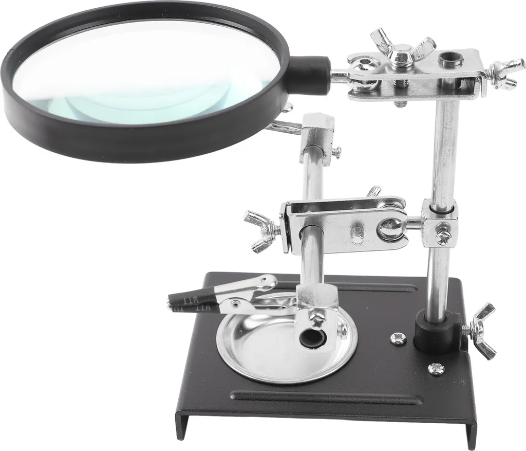 Supporto Saldatura PCB con Lente Ingrandimento e Clip per Riparazioni