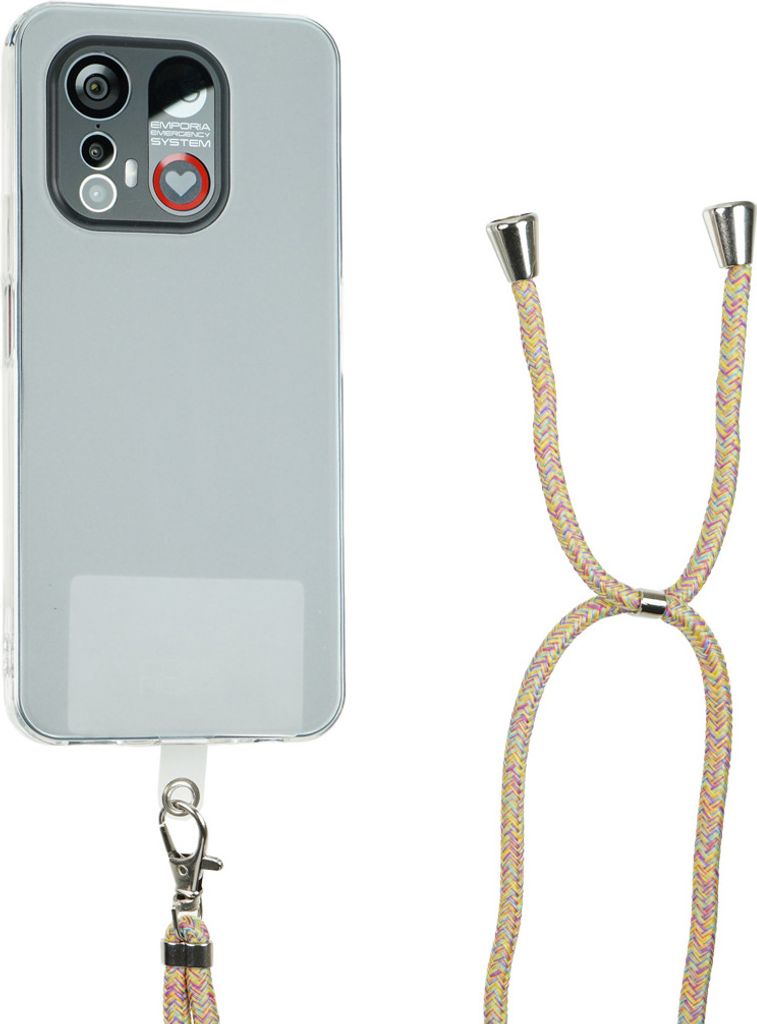 caseroxx TPU-Hülle kompatibel mit Emporia Smart 6 / ME.6, mit Band zum Umhängen in bunt aus TPU