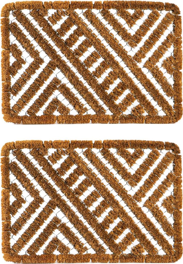 Nicola Spring Fußmatte aus Kokosfasern, 60 x 40 cm, Natur, 2 Stück