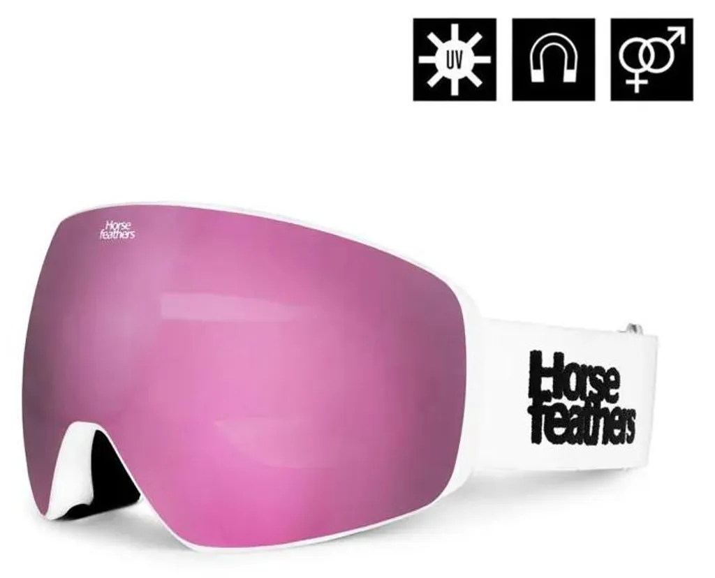 Masque de ski Horsefeathers Scout Blanc Écran Rose Miroir Anti-Buée