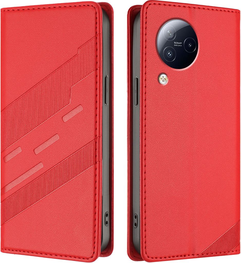 Hülle für Xiaomi Civi 3, Kunstleder Brieftaschen Handyhülle mit Kartenfach und Standfunktion Rot