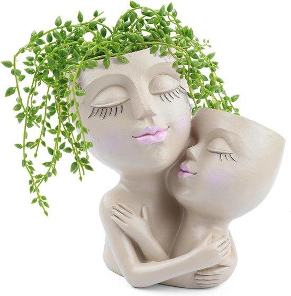 Kunstharz Blumentopf mit Doppelgesicht - Innen- und Außen - 1 Stück - Vielfarbig