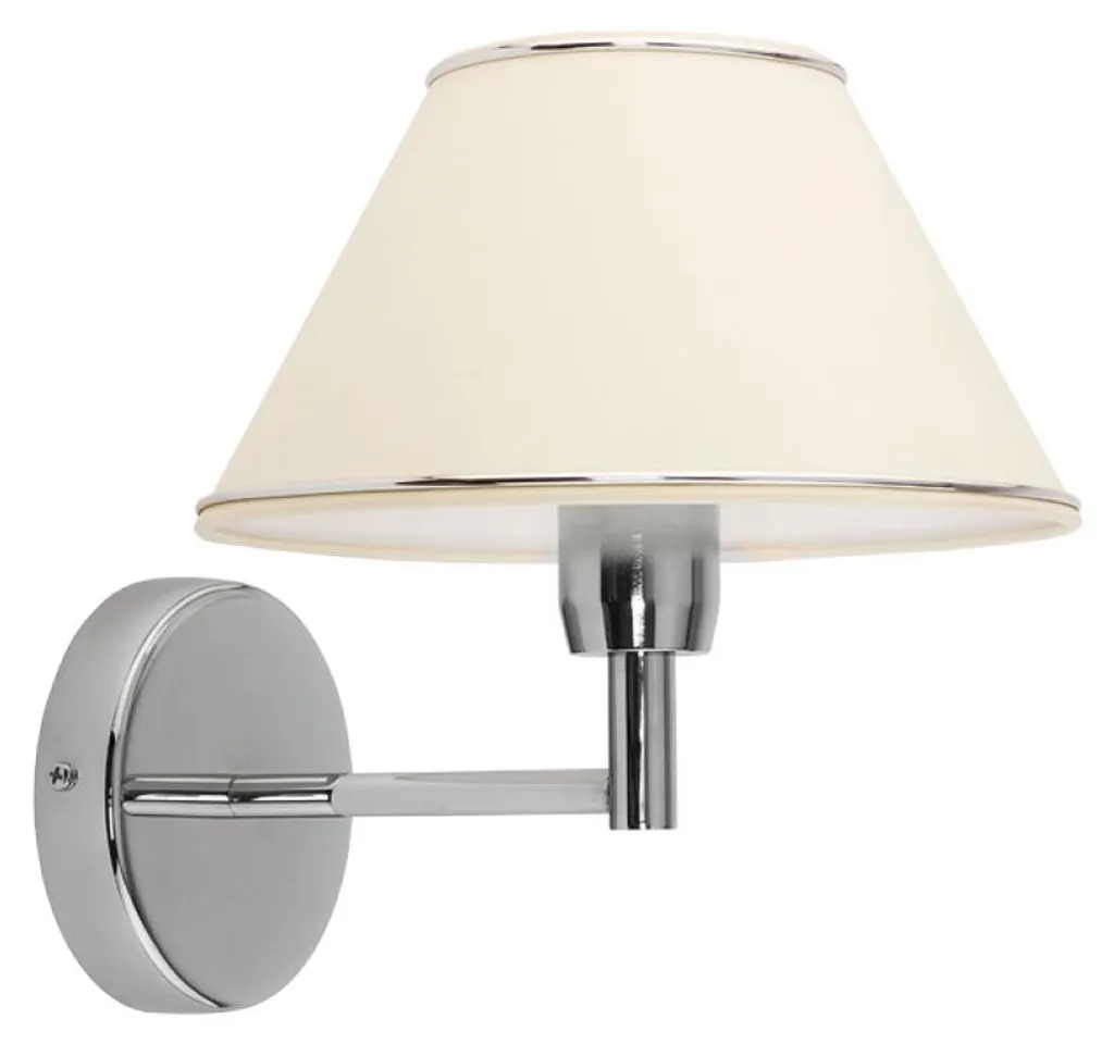 Applique murale chromée Jupiter avec abat-jour écru chic E27 20W