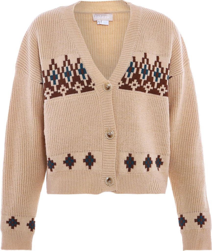 Jalene damen pullover - wollweiss mehrfarbig, M/L