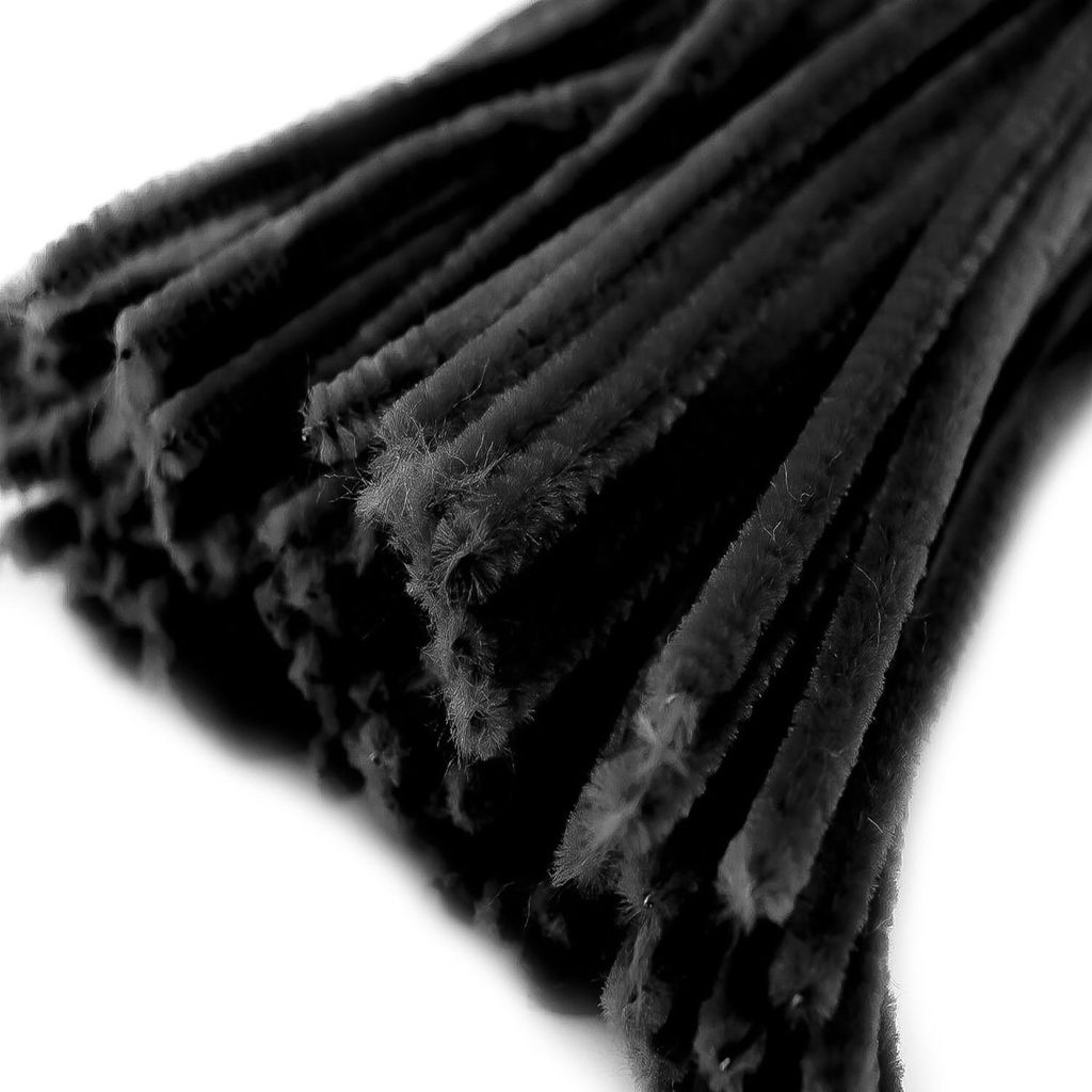 Pfeifenreiniger 20er Chenille-Draht 6mm, Länge 30cm, schwarz