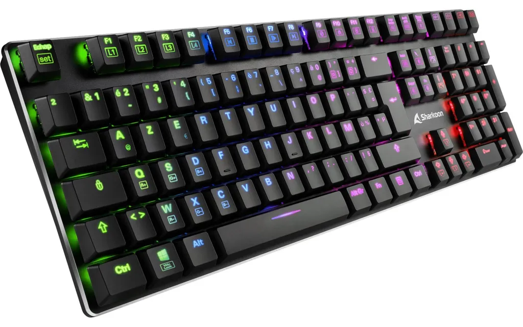 Clavier Mécanique Gamer Sharkoon PureWriter RGB AZERTY avec Touches Low Profile