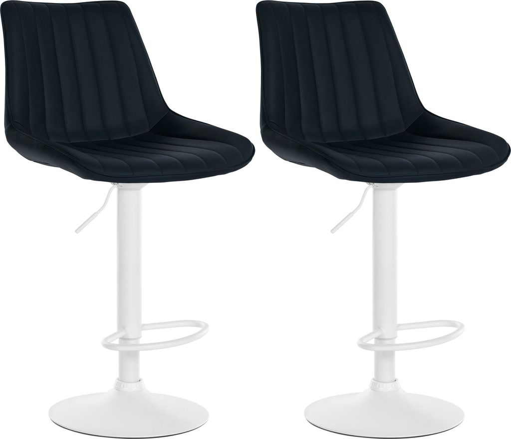 CLP 2er Set Barhocker Toni Kunstleder drehbar und stufenlos höhenverstellbar Farbe schwarz Material Gestell Metall matt weiss